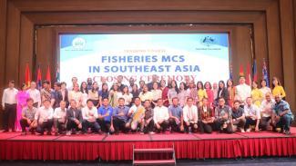 Group photo of participants in a training course for fisheries officers