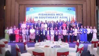 Group photo showing participants and facilitators in a training course called Fisheries MCS in Southeast Asia